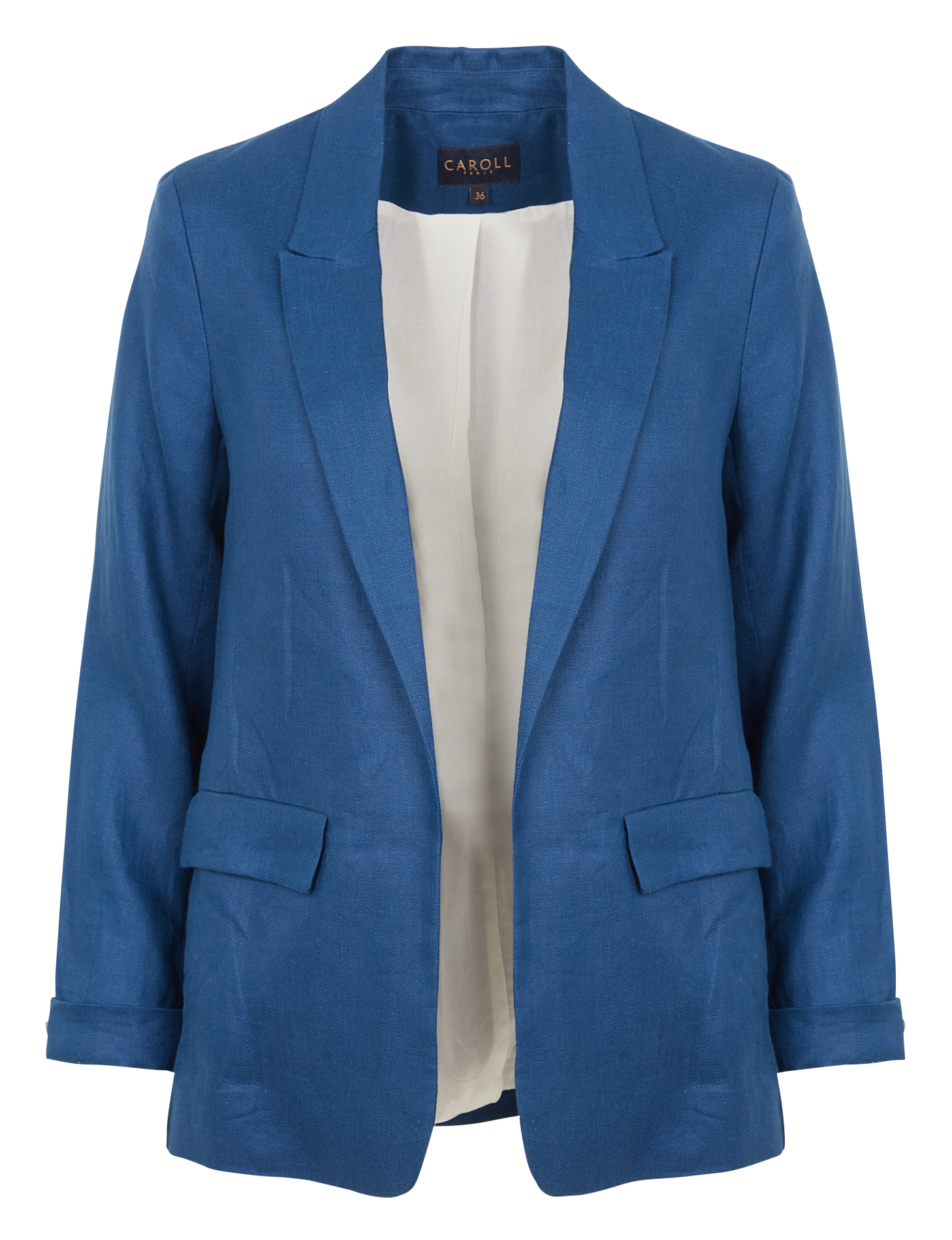 RANDINE - Veste tailleur droite en lin | Bleu