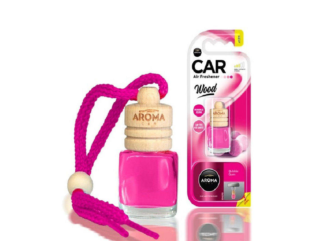 AMBIENTADORES AUTO AROMA CAR WOOD BUBBLE GUM 6ML