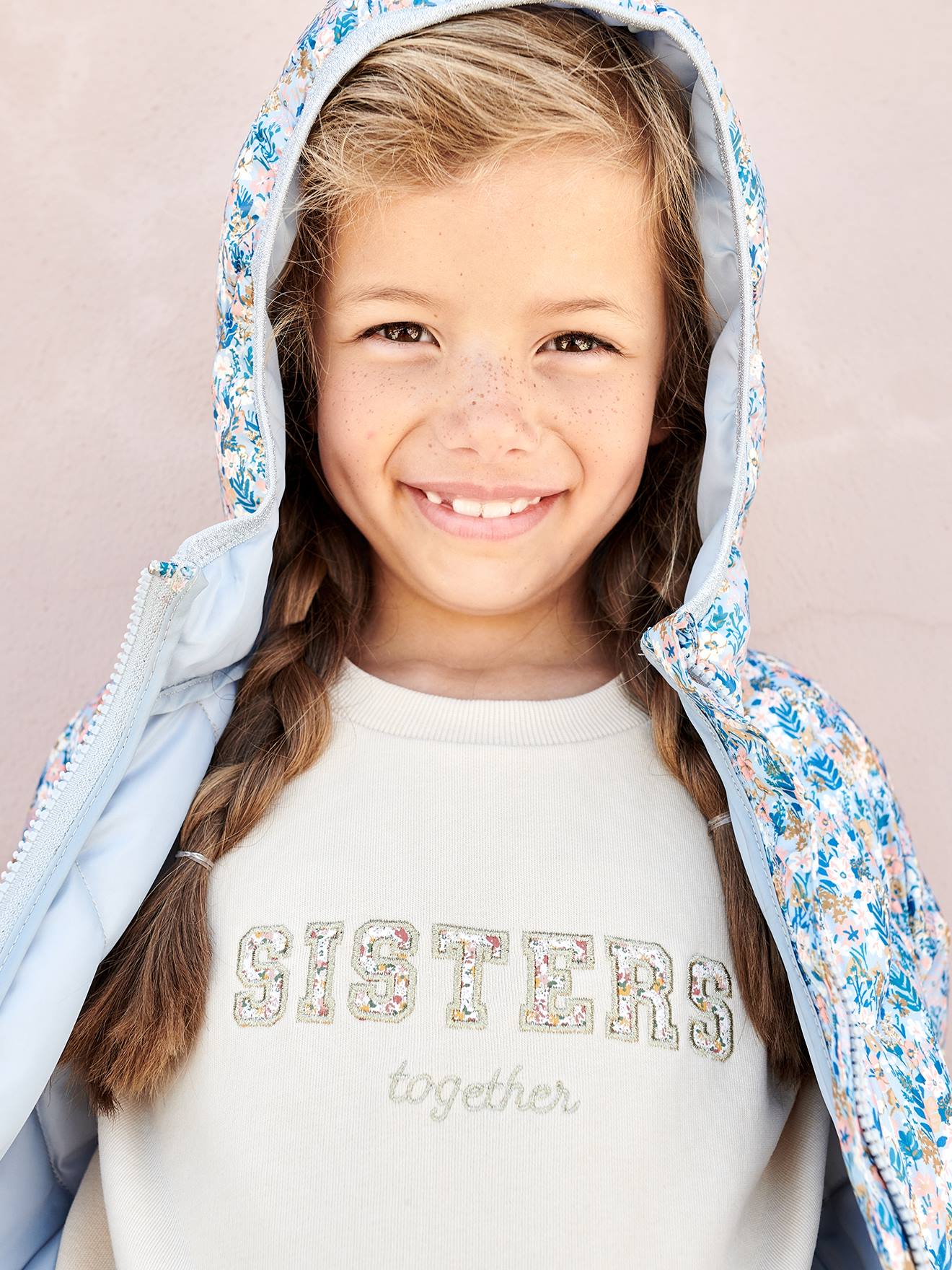 Moletom coral com estampa de letras em estilo fantasia para meninas
