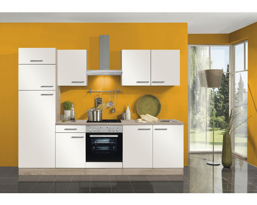 Optifit keukenblok met apparatuur Dakar286 270 cm wit glanzend gedemonteerd omkeerbaar uitvoering KPDK 2731DE-9+