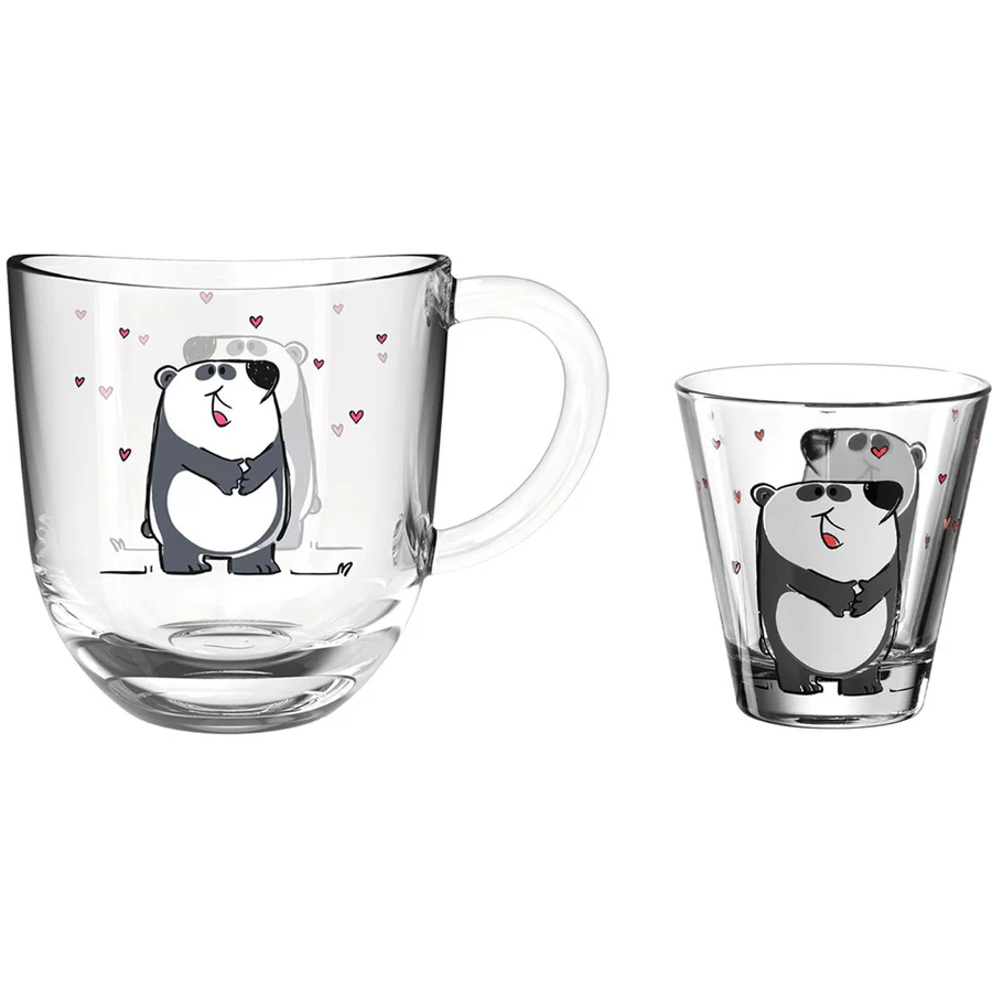Leonardo Kindertasse und Trinkglas Bambini 2er Set schwarz-weiß