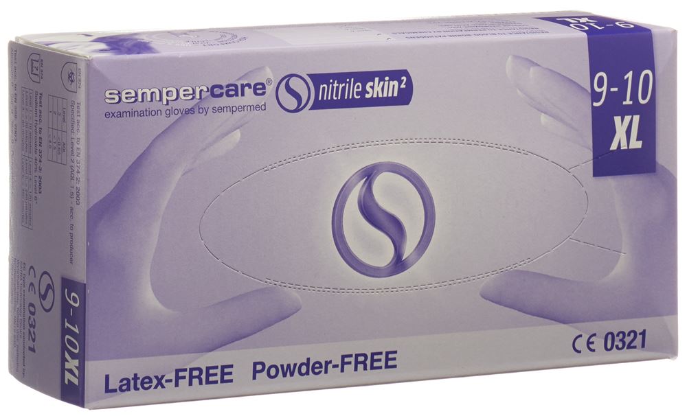 SEMPERCARE Nitrile Skin Handschuhe<br>180 Stück, XL, puderfrei unsteril