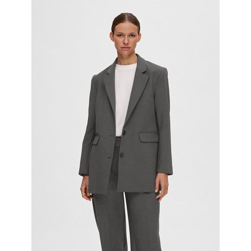 Selected Femme Rita Relaxed Blazer, Dark Grey Melange, 36