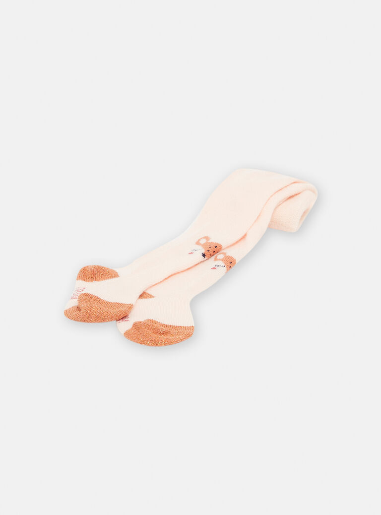 Collants rose et orange à motifs têtes de faon bébé fille