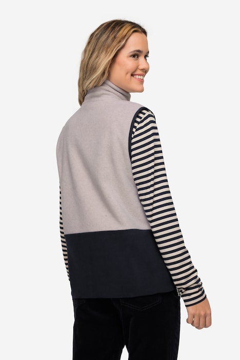 Weste, Fleece, Colorblocking, Stehkragen, Seitenzipper, OEKO-TEX