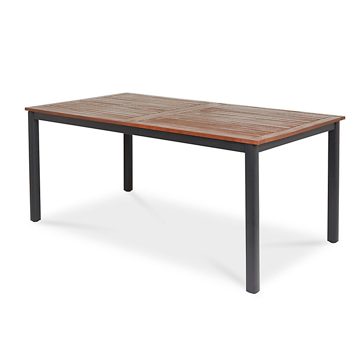 Table de jardin Toscana en aluminium et bois coloris bois et noir L.180/240 x l.99 x H.74 cm