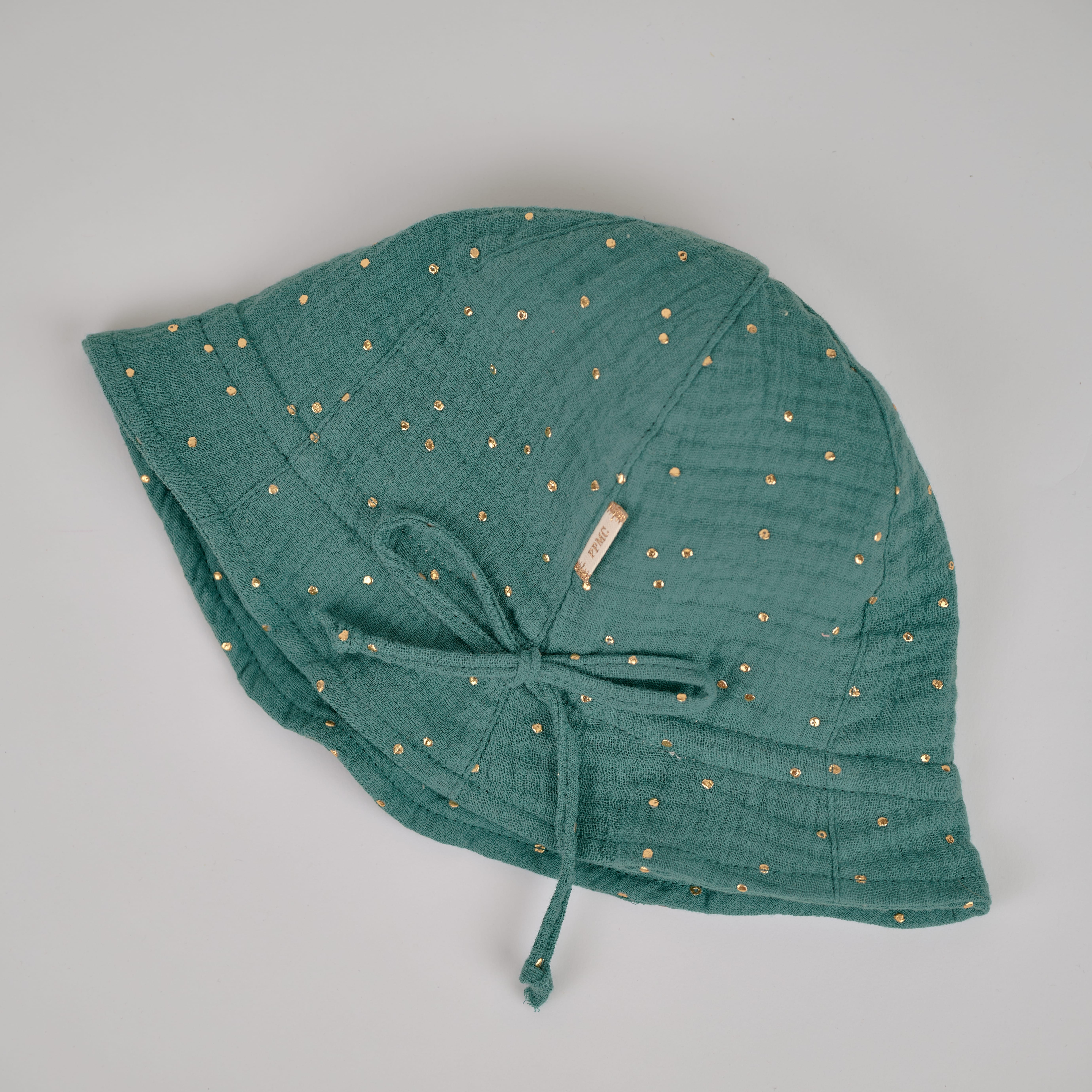 Chapeau Soleil Charlotte Gaze Pois Or Eucalyptus