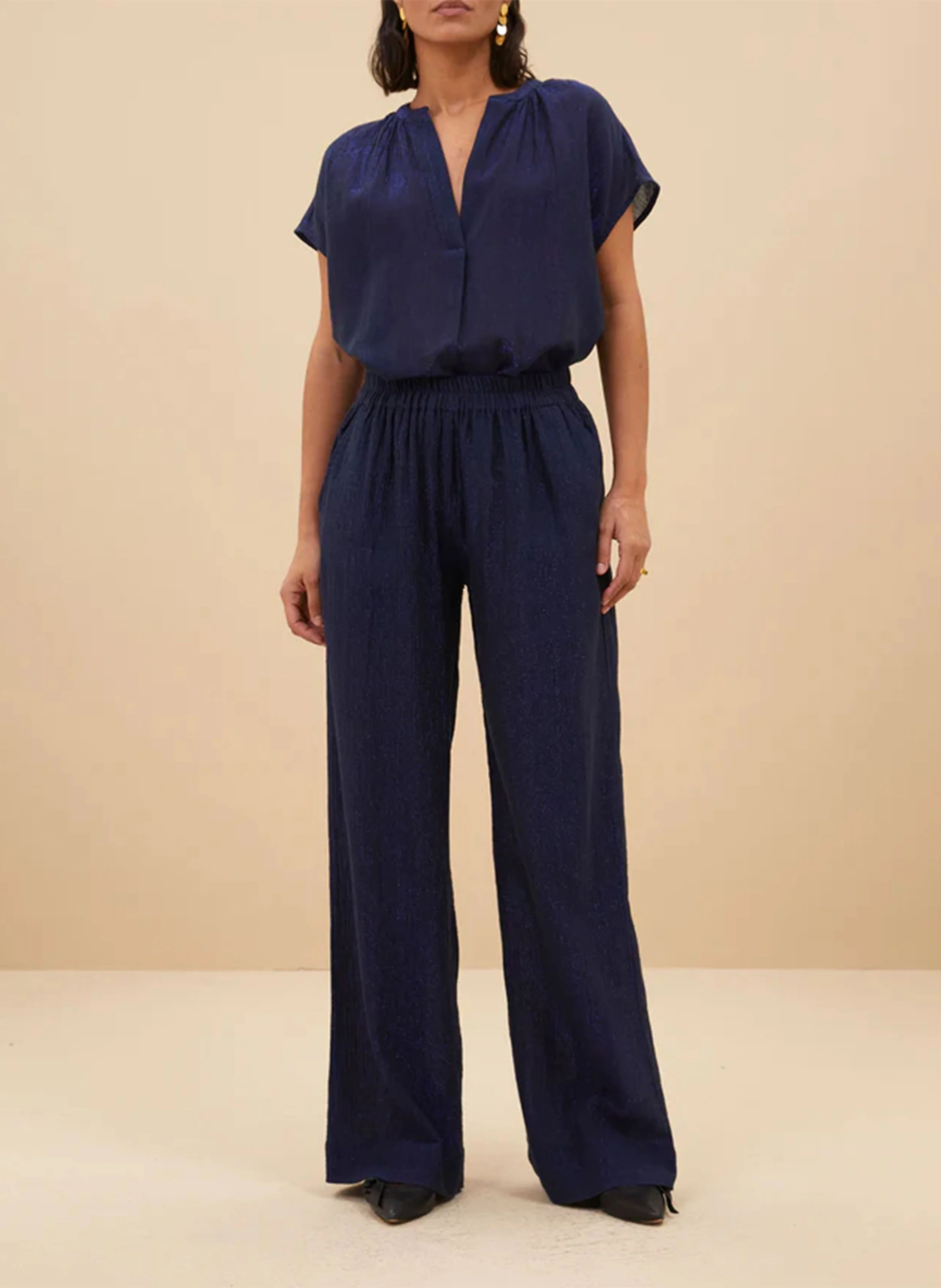 AMIE - Pantalon large fluide | Bleu