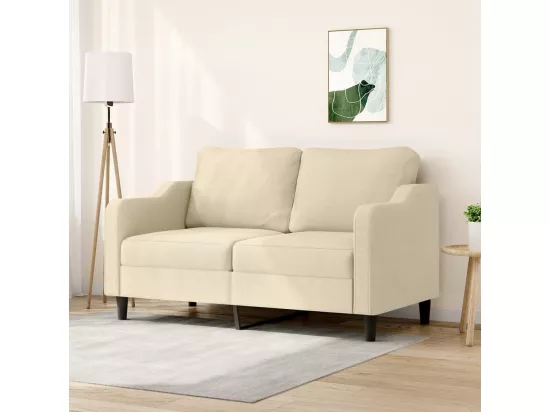 Canapé à 2 places Crème 140 cm Tissu