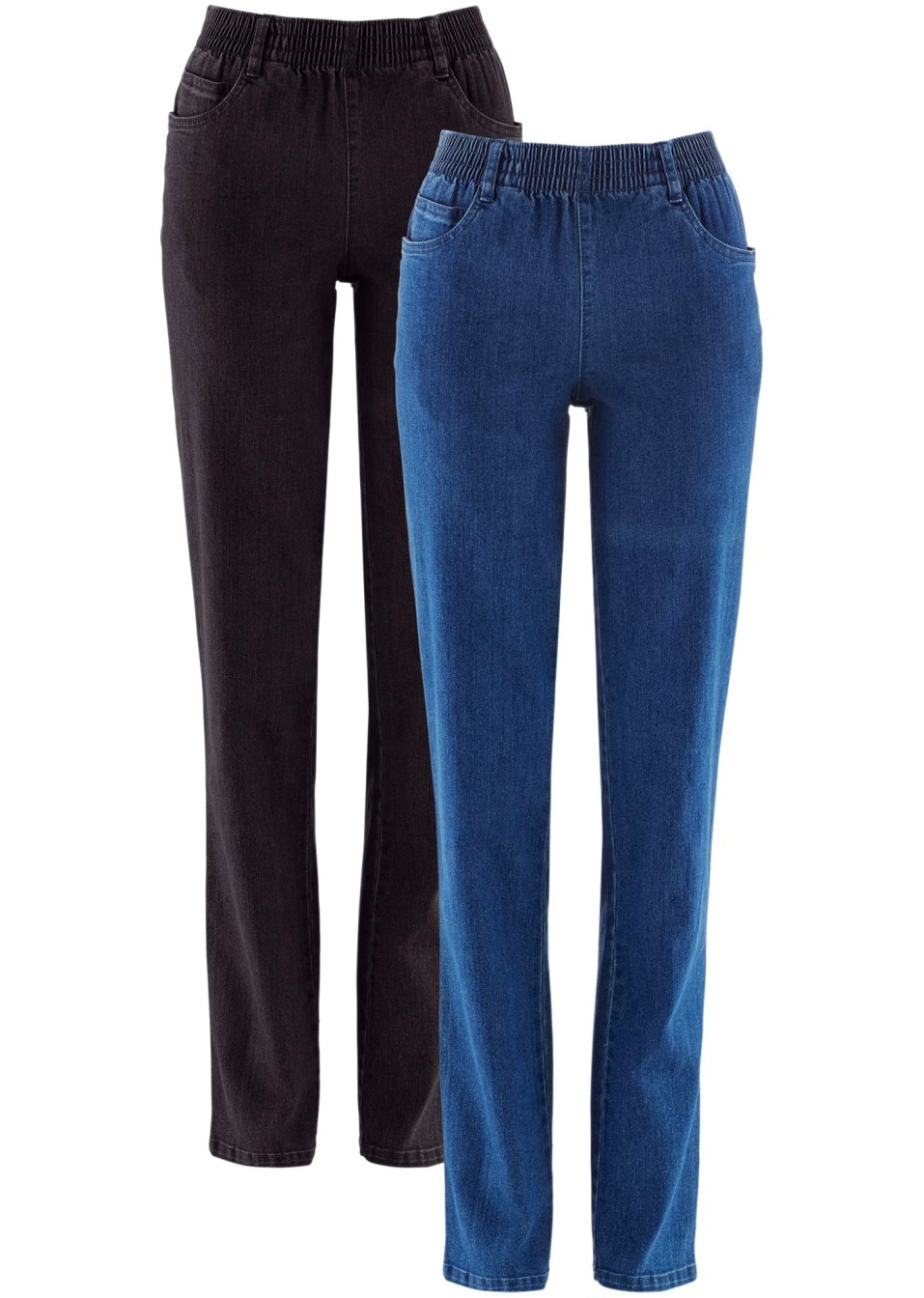 Lot de 2 pantalons extensibles à taille confortable, Straight