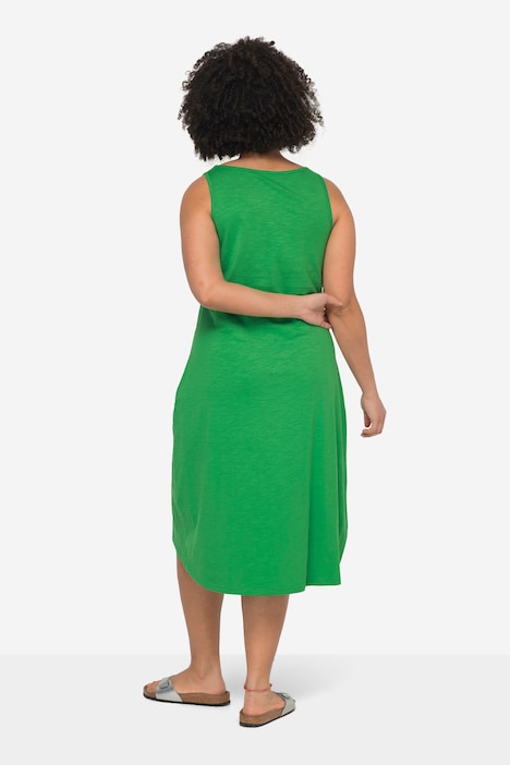 Jersey-Midikleid, ärmelloser Fitted Fit, gerundeter Saum