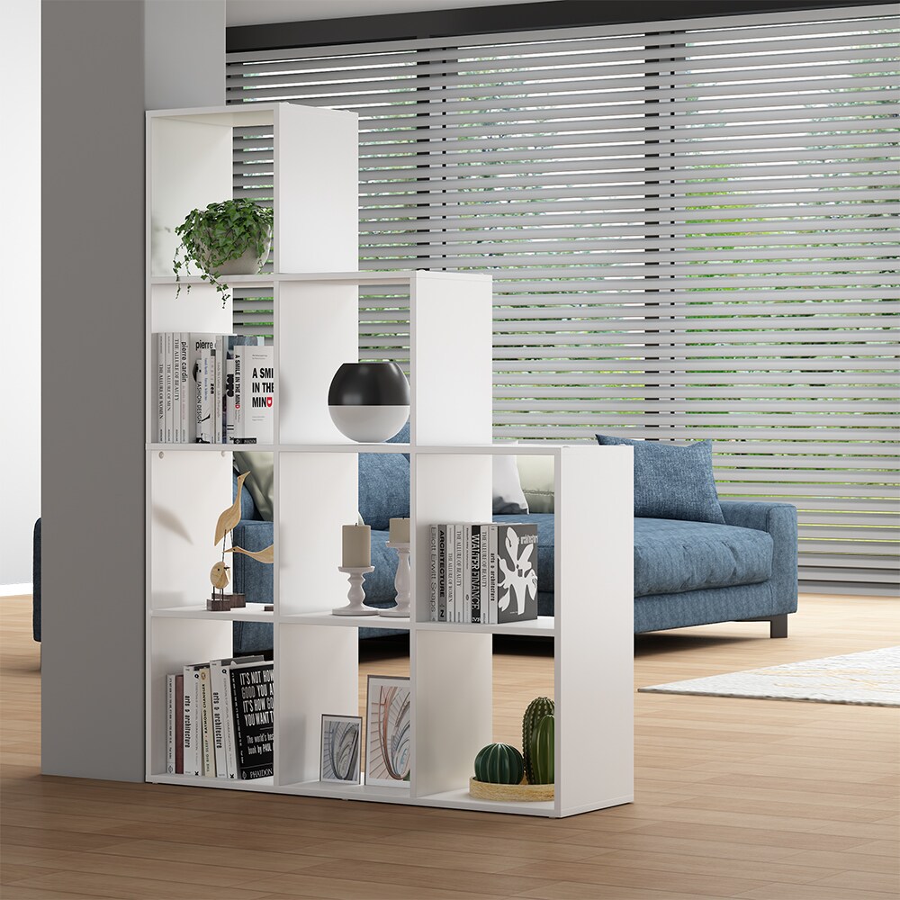 Vicco Treppenregal Aramis 9 Fächer Weiß, 103,5 x 144 cm, Standregal weiß mit 9 Fächer