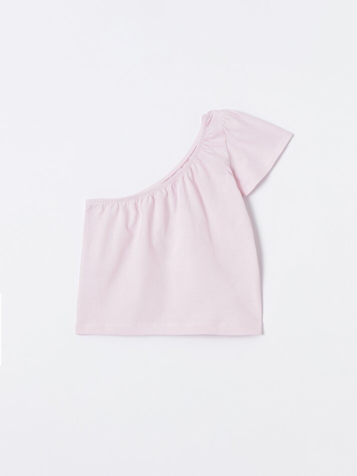 Camiseta assimétrica - Rosa claro
