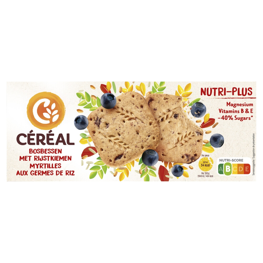 3x Céréal Koekjes Bosbessen Rijstkiemen140 gr
