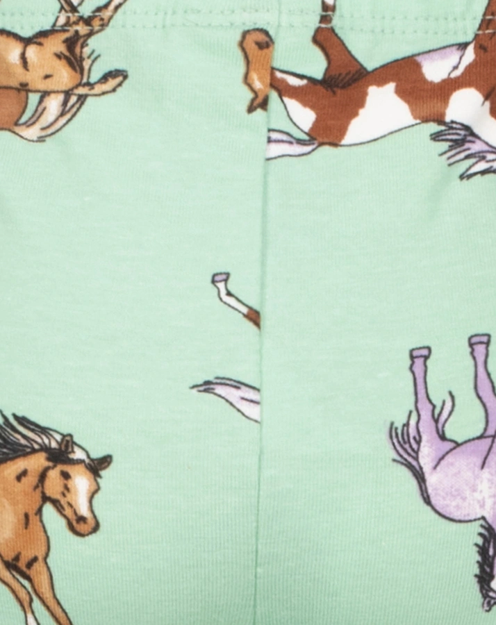 Capri-Leggings HORSES in balsam green