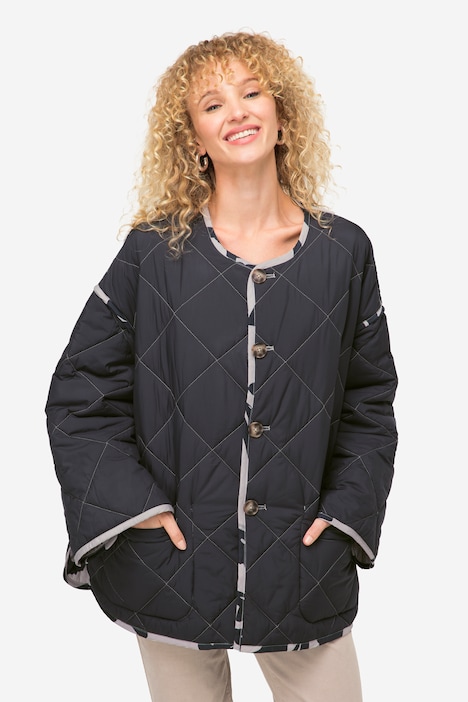 Wende-Steppjacke, Rundhals, je 2 Taschen, Langarm