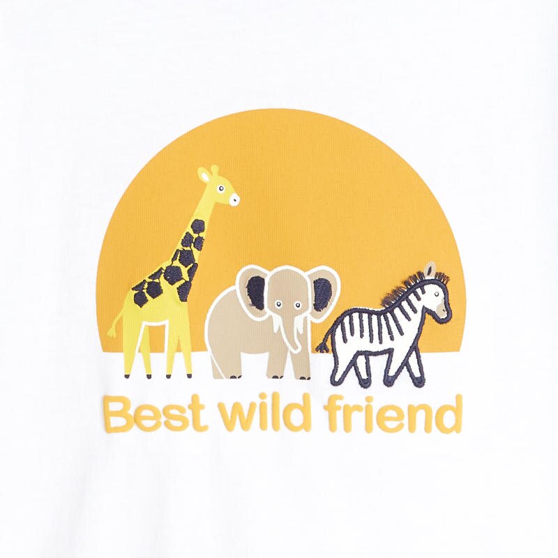T-shirt animaux de la savane blanc bébé garçon Blanc