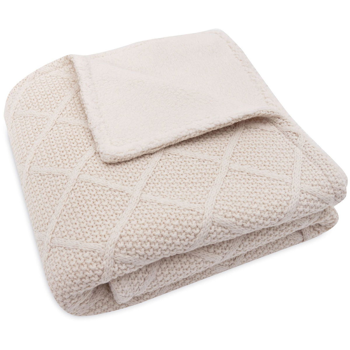 JolleinJollein   Decke Teddyfleece check knit oatmeal 75x100cm