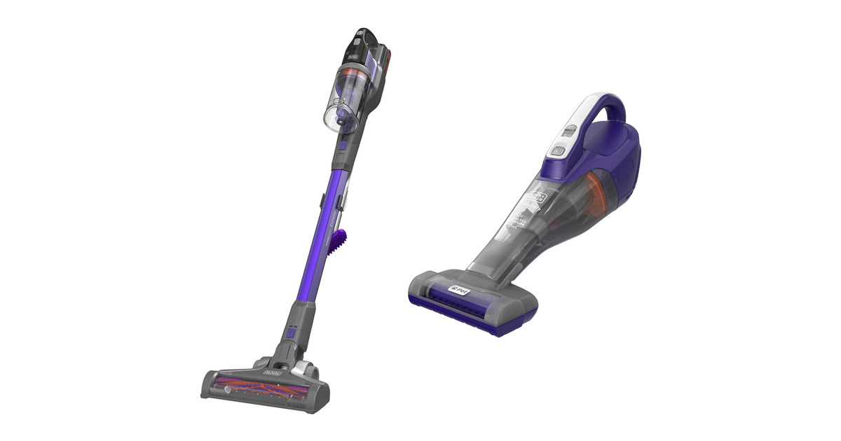 BLACK+DECKER18V 4IN1 PowerSeries Extreme PET steelstofzuiger + 12V PET Kruimeldief met dierenborstel Bundel  (Grijs/paars)