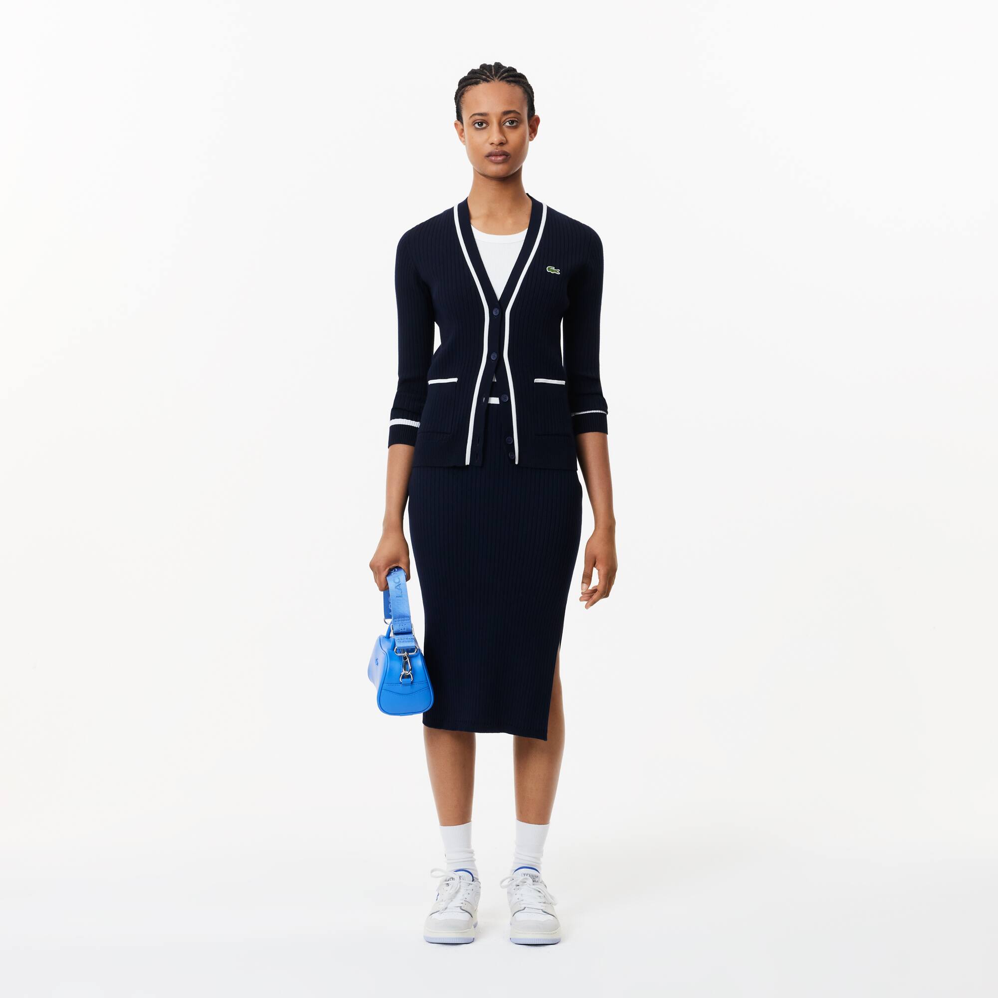 Nahtloser 3D Rock mit geradem Schnitt Kleider & Röcke - Blau - Lacoste - Damen