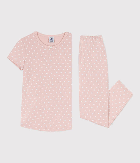 Pyjama manches courtes à pois en coton petite fille