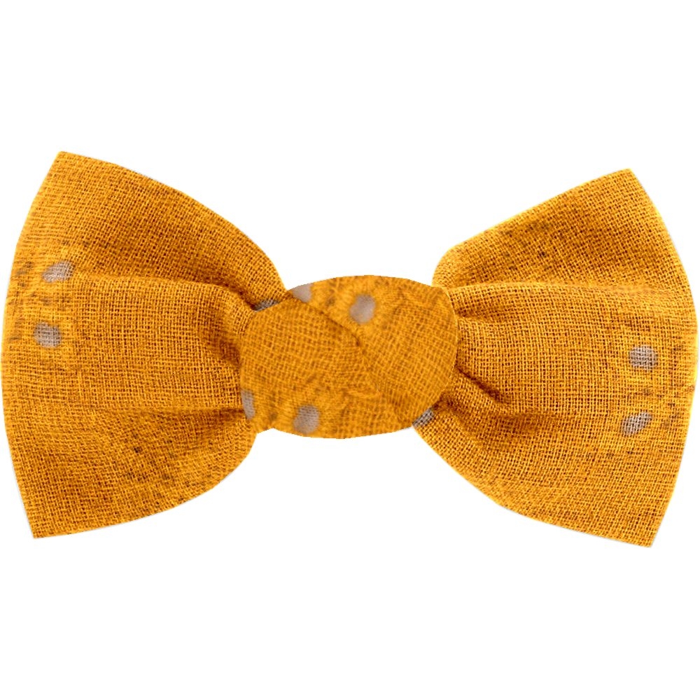 Barrette Petit Noeud Gaze Dentelle Ocre