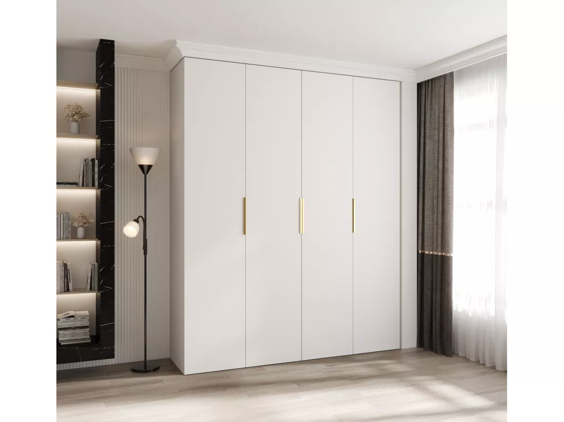 Armoire à portes battantes Como 4 245,5/200/50 4 portes (blanc/or)