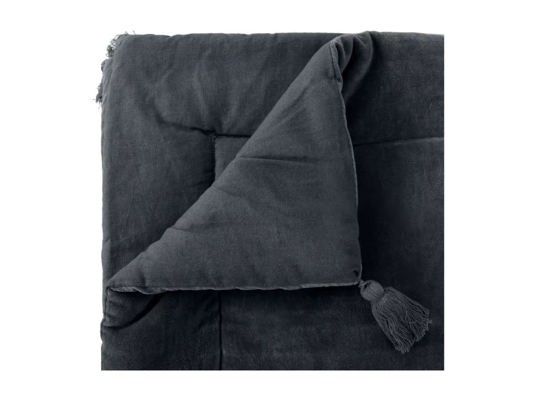 Édredon couverture en Coton velours Gris Foncé 70 x 180 cm