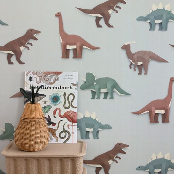 Studio Ditte Dinosaurus behang Licht Grijs