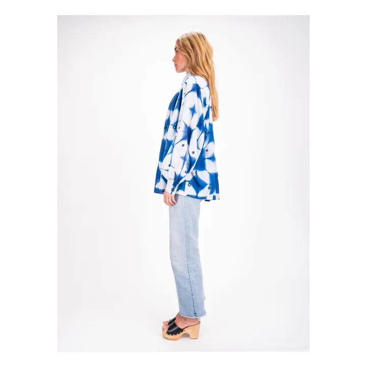 Virginie de Vinster Blouse Cramp Dye Voile de Coton | Bleu indigo