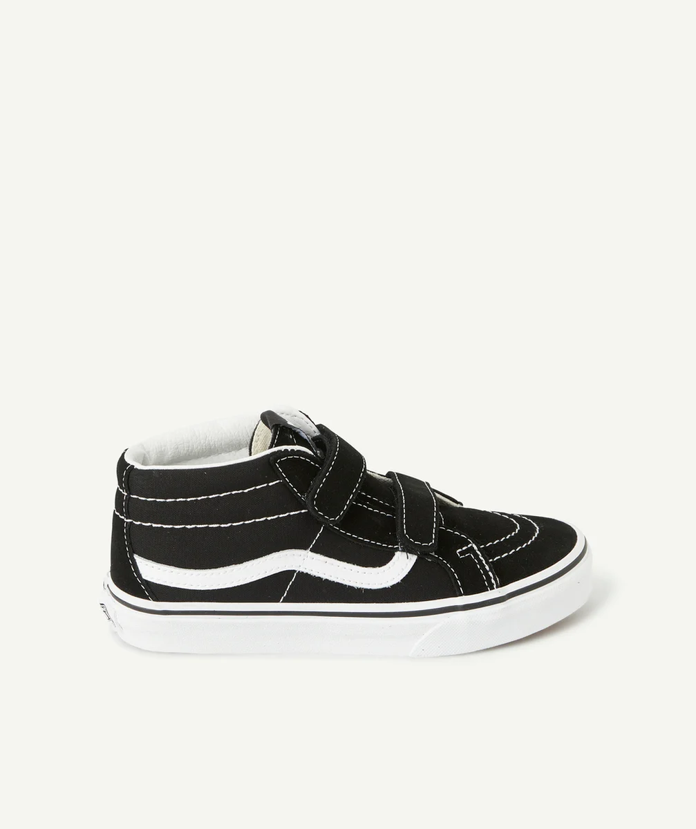 VANSBASKETS MI-MONTANTES À SCRATCHS ENFANT NOIR ET BLANC SK8