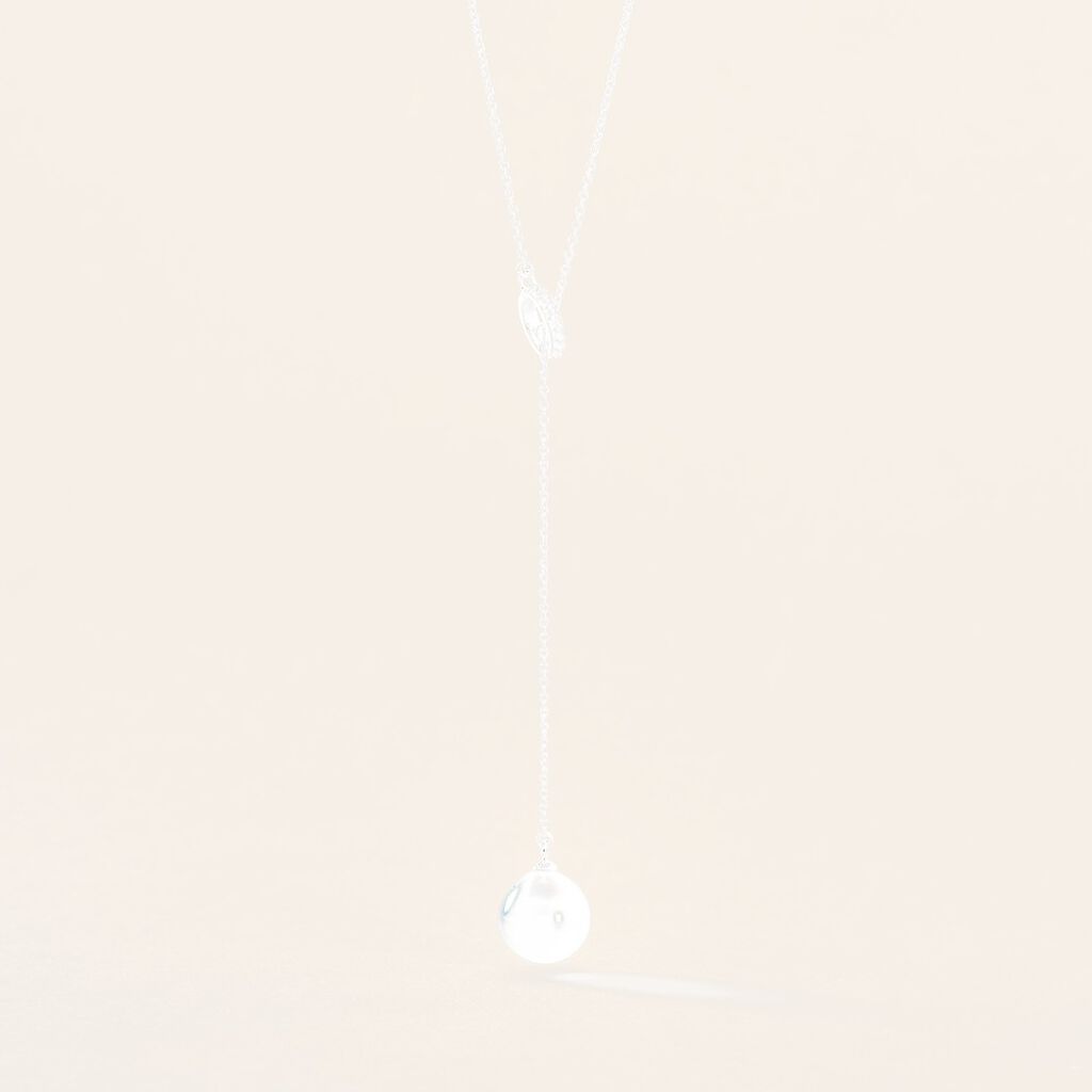 Collier Perrine Or Blanc Perle De Culture De Tahiti Et Diamant