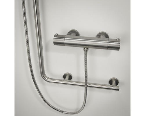 Douchestang met veiligheidsgreep TIGER Boston Comfort & Safety links roestvrij staal geborsteld