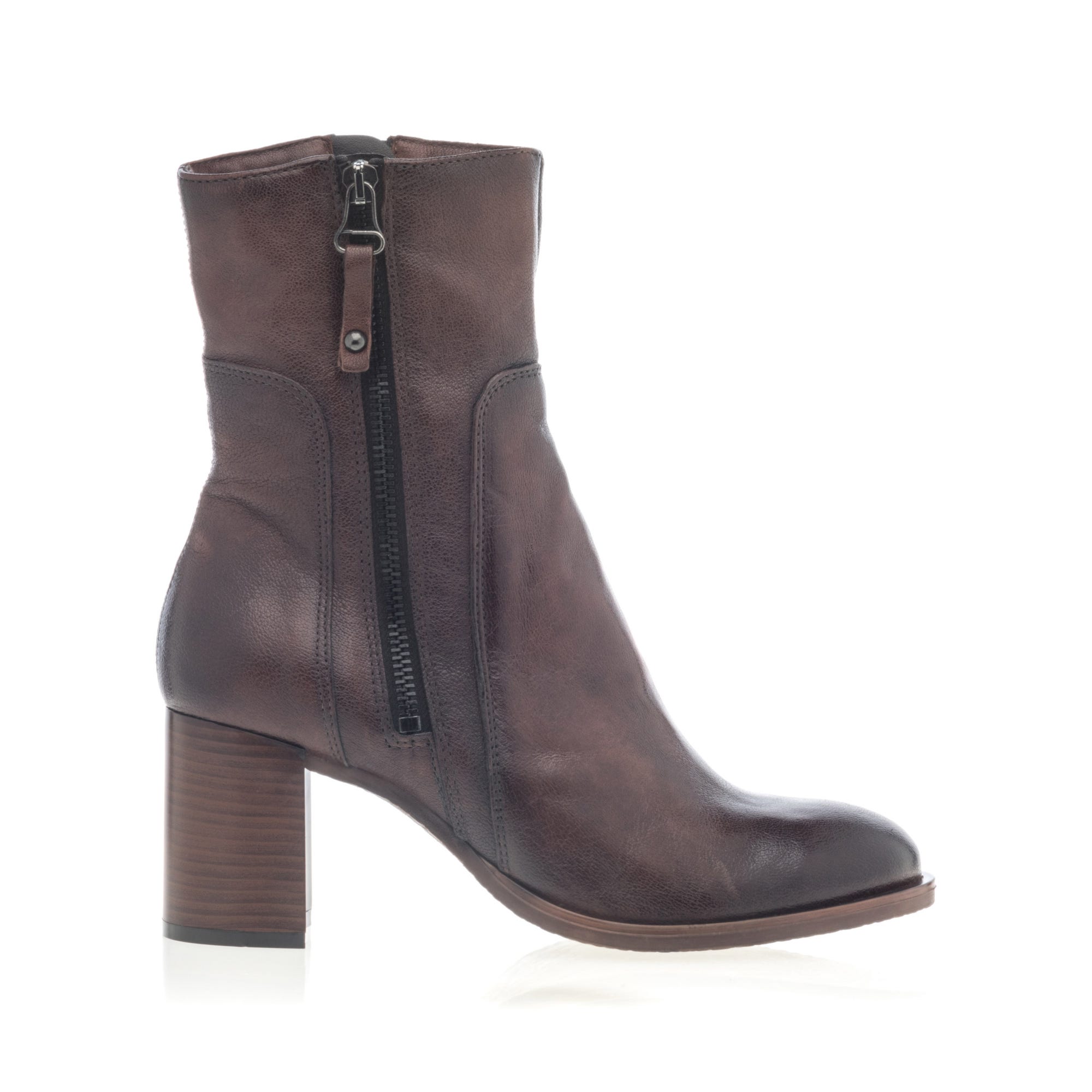 Bottines à talon Femme en cuir cognac