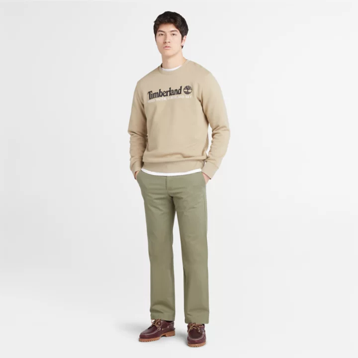 Pantalon chino en sergé extensible pour homme en vert