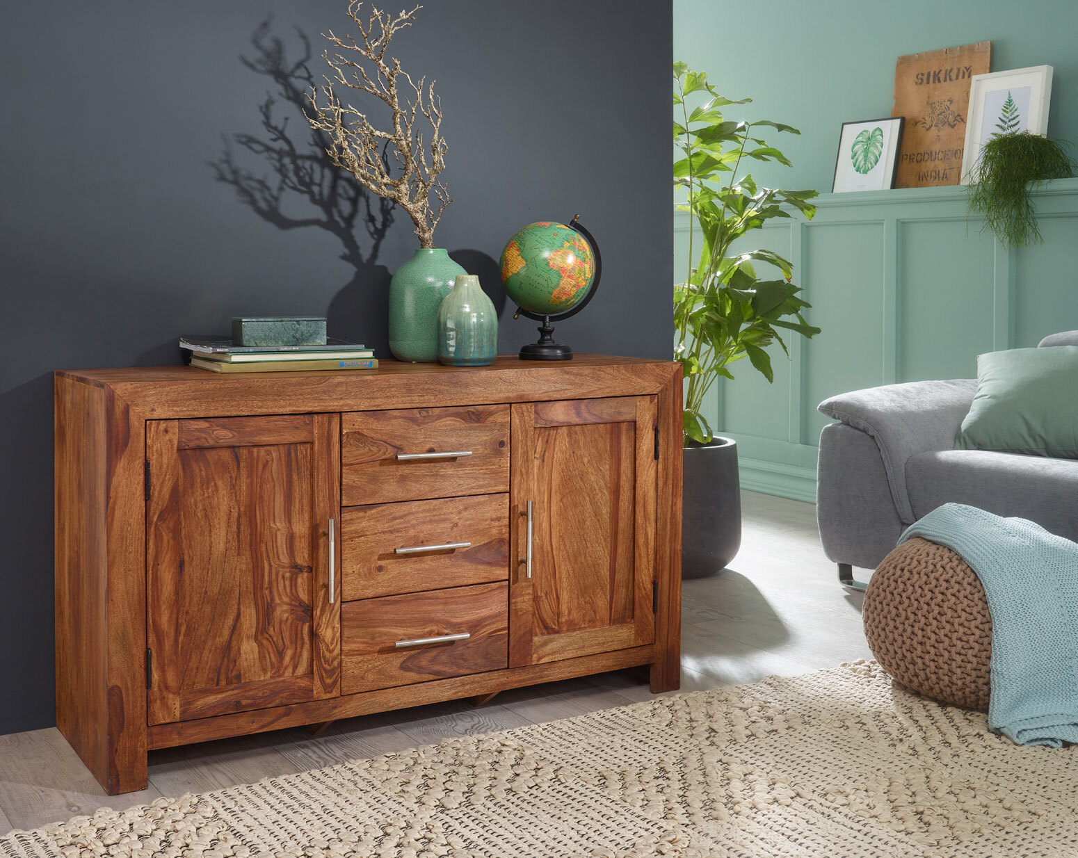 Kommode Ballina Massivholz Sheesham braun