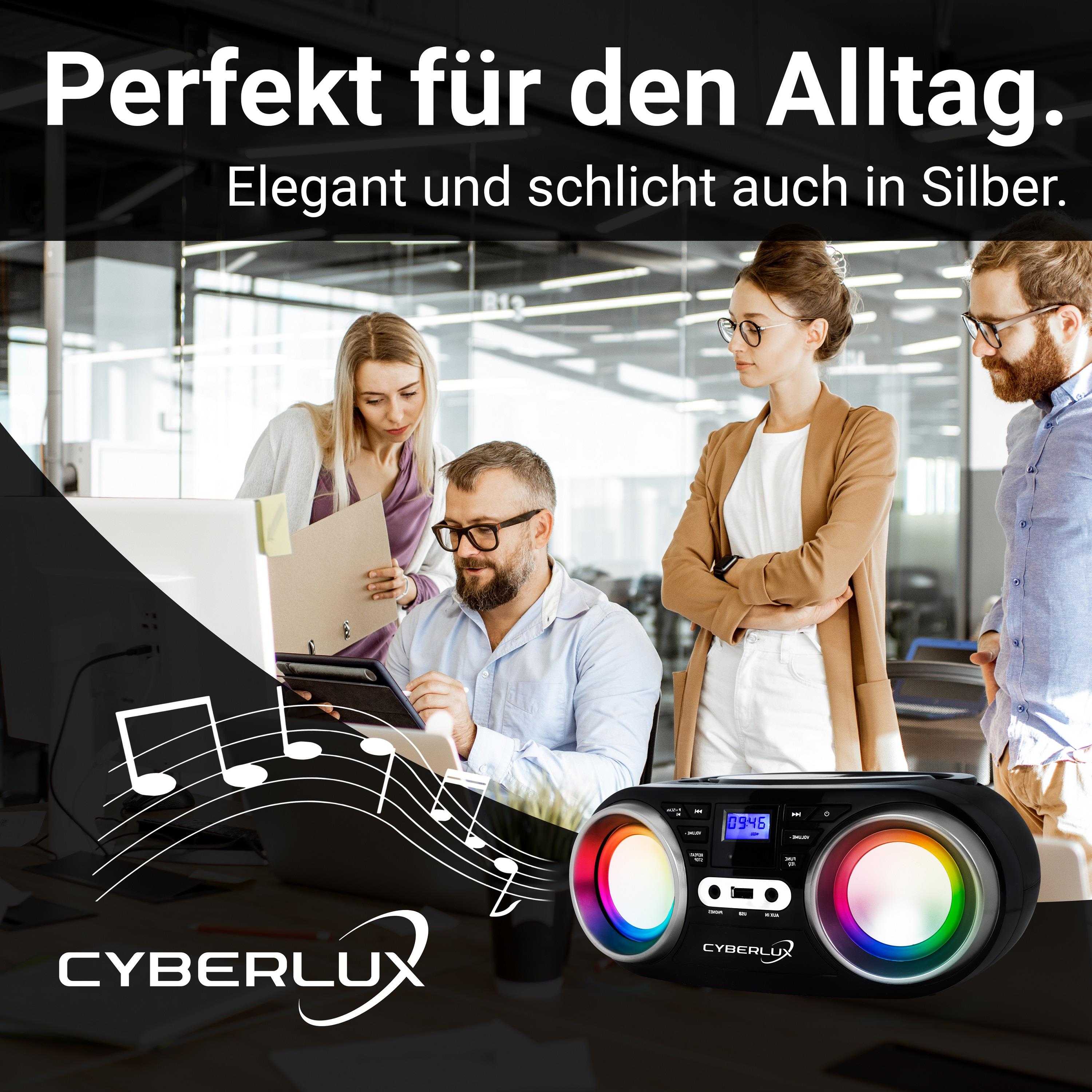 Cyberlux CD-Player m. LED-Beleuchtung USB Kinder Radio Schwarz/Rot