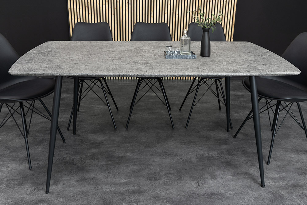 Industrial Esstisch APARTMENT 140cm grau Beton-Design schwarzes Metallgestell