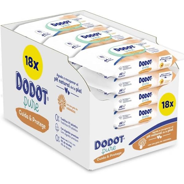 Dodot Toalhitas Pure Cuida & Protege Pack 18x44 unidades