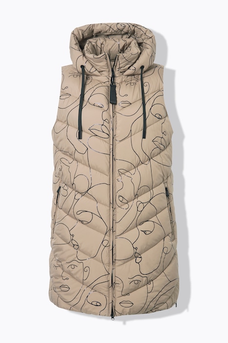 HYPRAR Long-Steppweste, Seiten-Zipper, Stehkragen, ärmellos