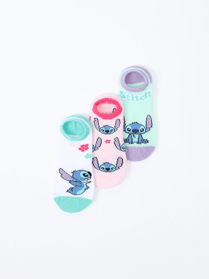 Meias invisíveis Lil© & Stitch ©DS, pacote com 3 unidades - várias cores