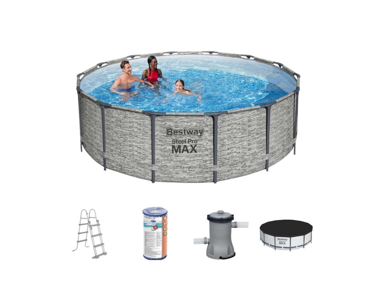 Bestway steel pro max 427x122cm zwembad steen – 5-delig