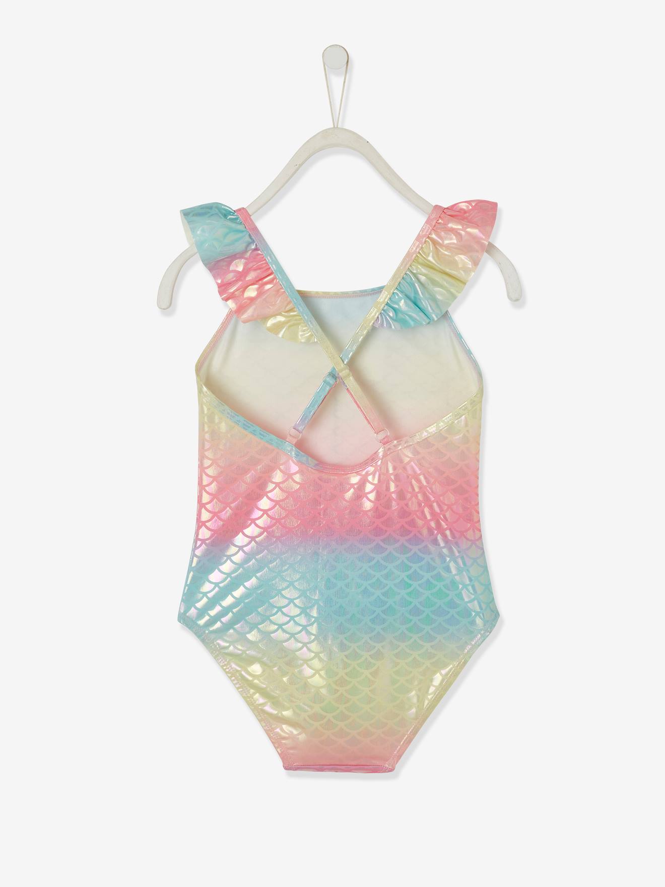 Maiô sereia para meninas, rosa claro, bicolor/multicolorido