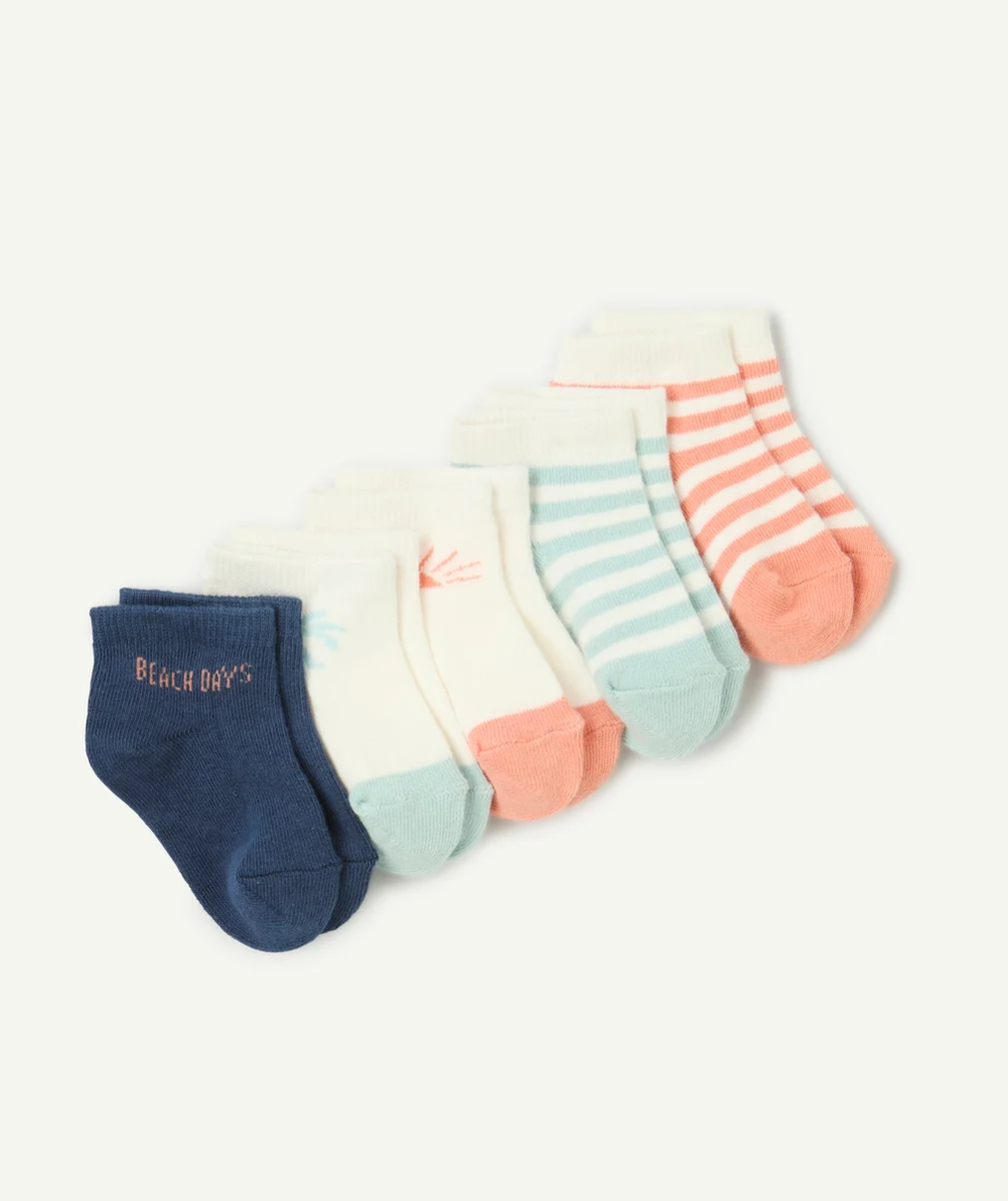 lot de 5 socquettes bébé garçon thème palmiers soleil et rayures