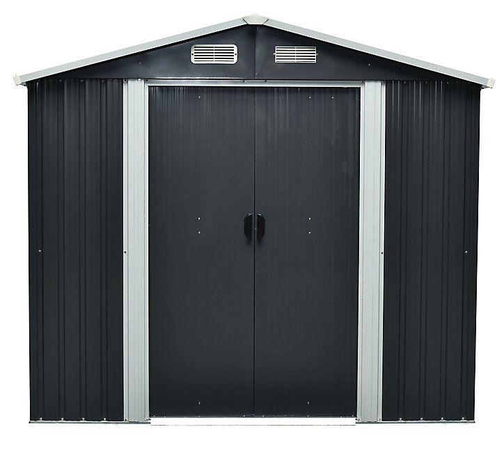 Abri de jardin GoodHome Basic en métal coloris gris ép.0,3 mm surface extérieure 4,62 m²