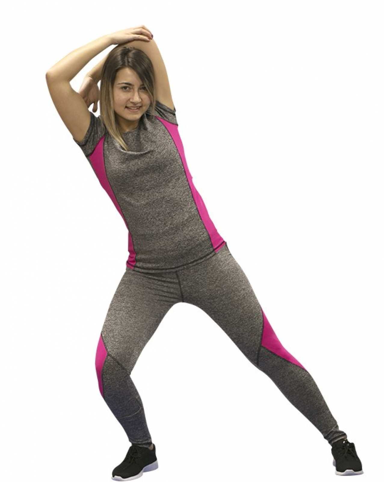Camiseta feminina Softee Alexia, cor cinza Vigore/fúcsia