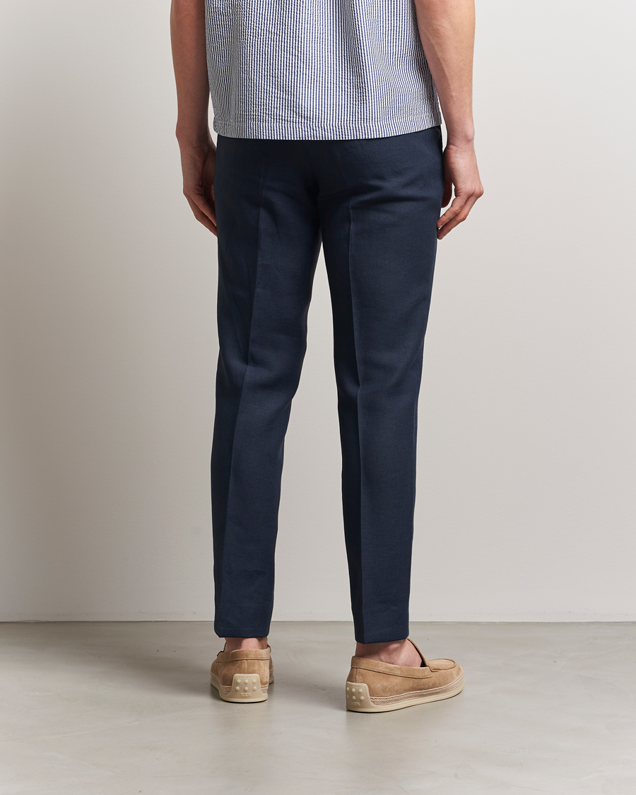 Oscar Jacobson Dandy Linen Trousers Navy