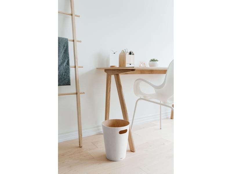 Umbra Papierkorb Woodrow 7.5 l, Weiss Abfallkorb aus Sperrholz