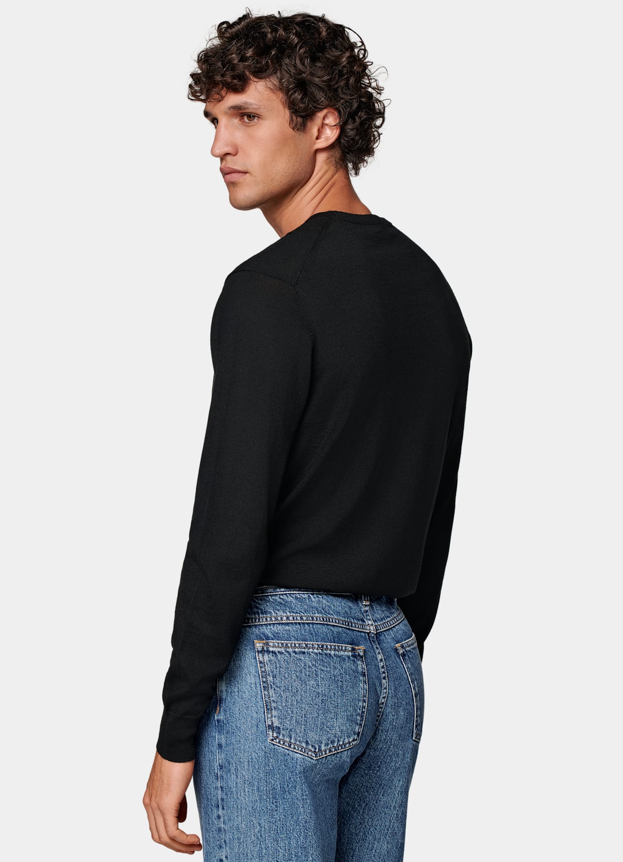 Pull col rond Merino noir