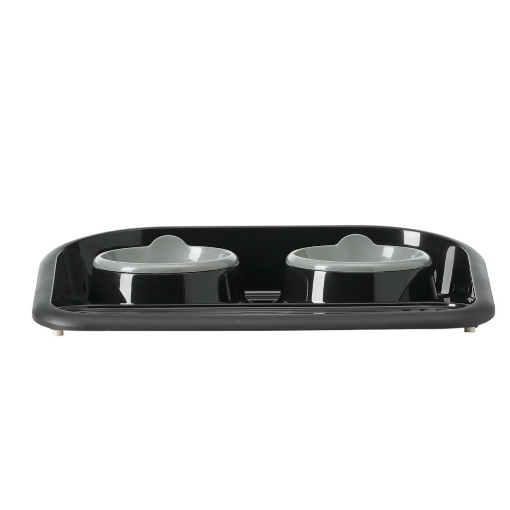 Plateau repas 2 x 300 ml, noir pour chien ou chat
